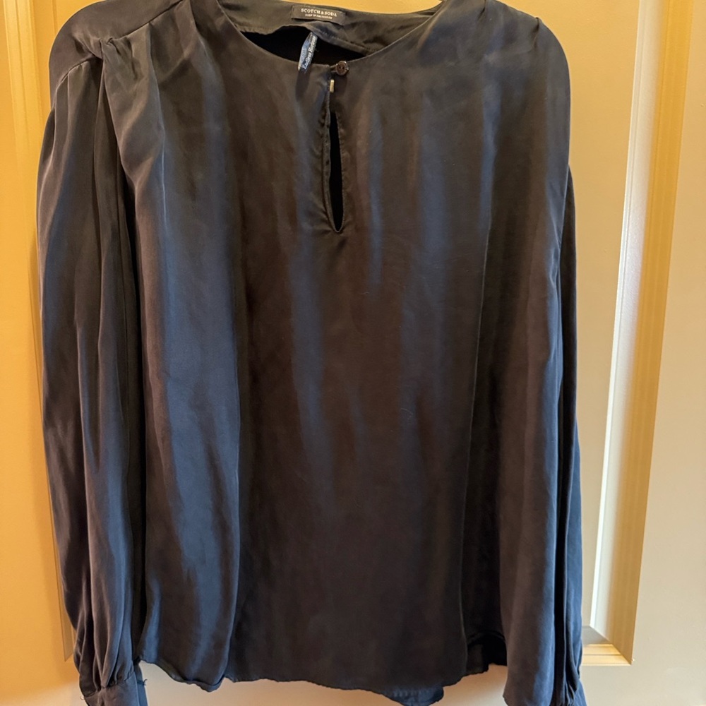 Scotch & Soda Black Long Sleeve Silk Blouse